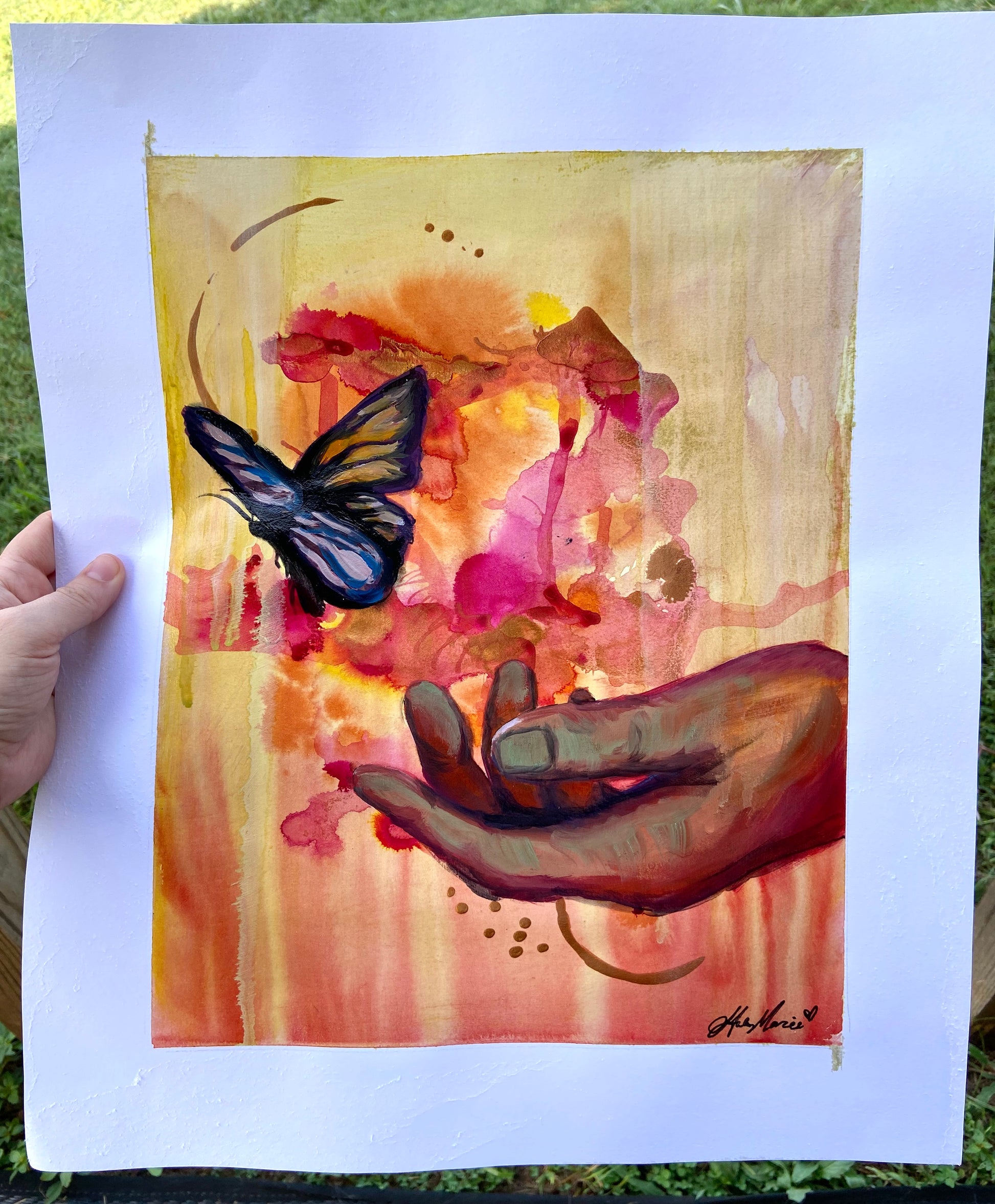 Mixed Media Painting of a butterfly on Fine Art Paper