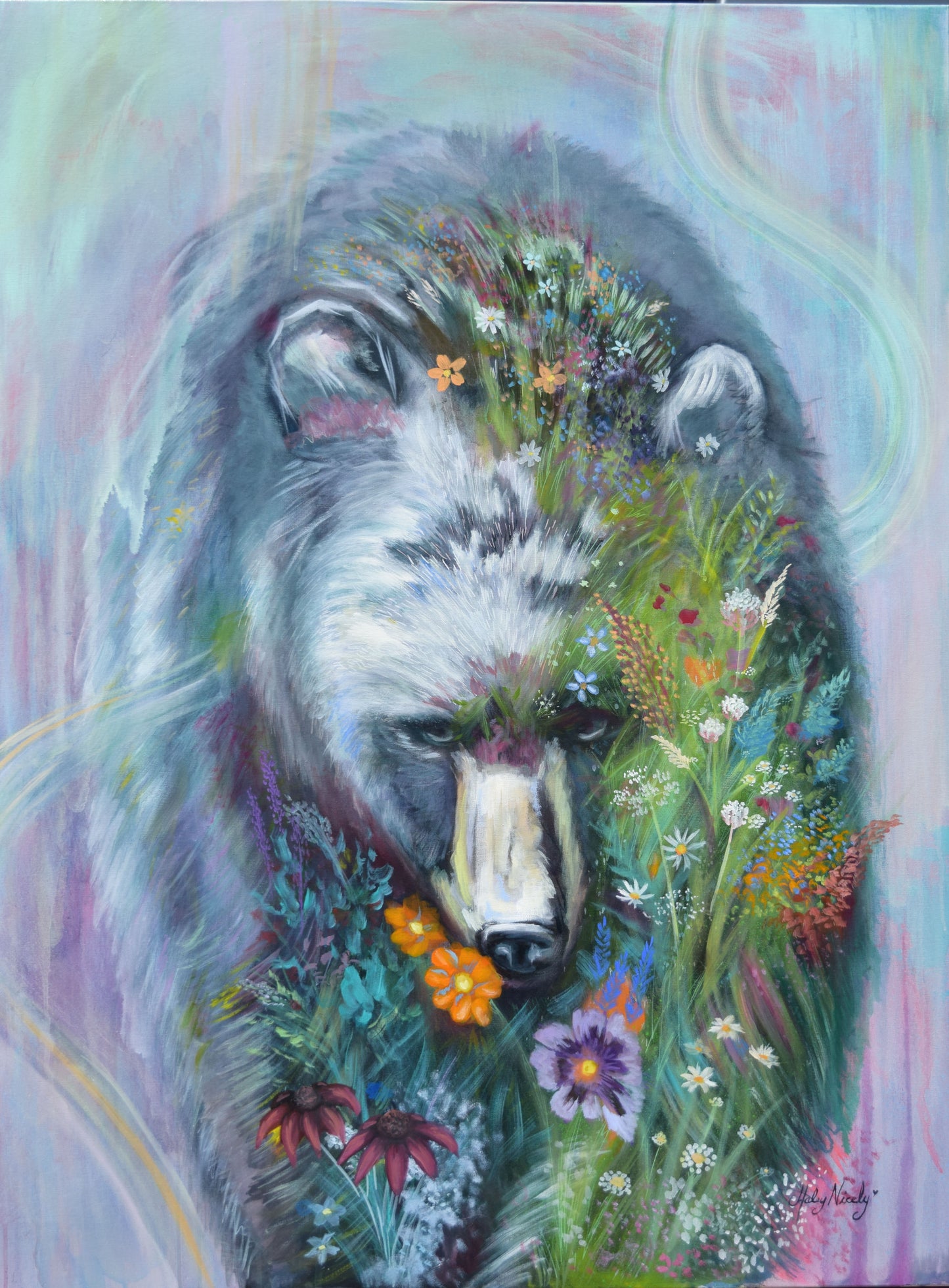 Luminous bear painting representative of the restorative work of God