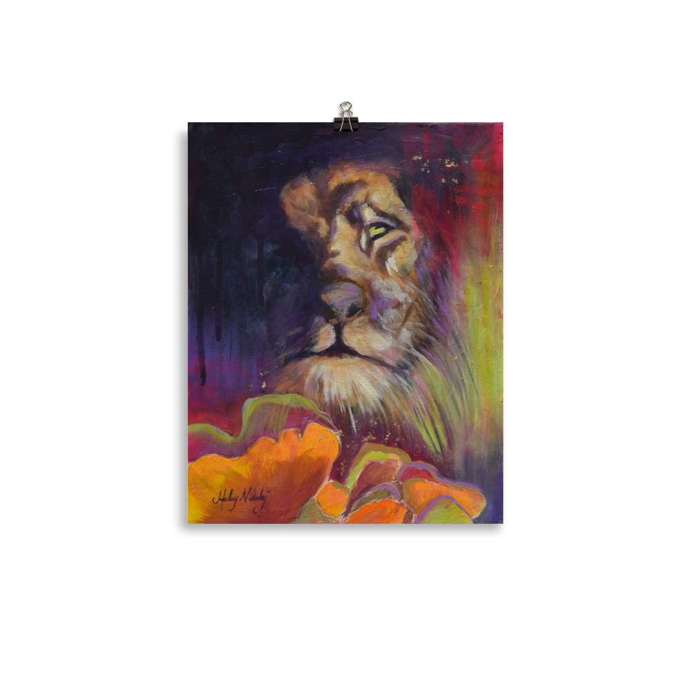 Bold and Fearless Lion painting symbolizing the justice of God