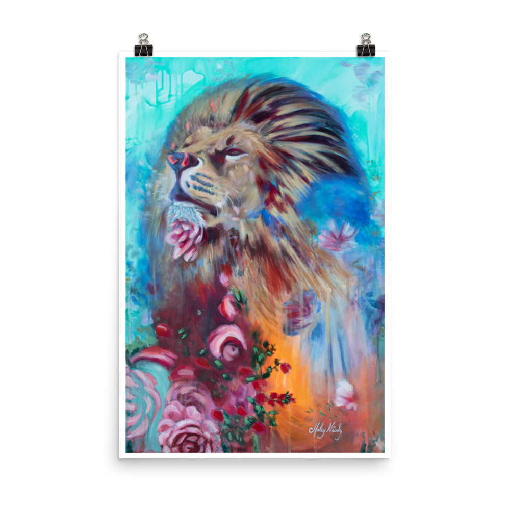 Triumphant Lion of Judah painting with dynamic colors